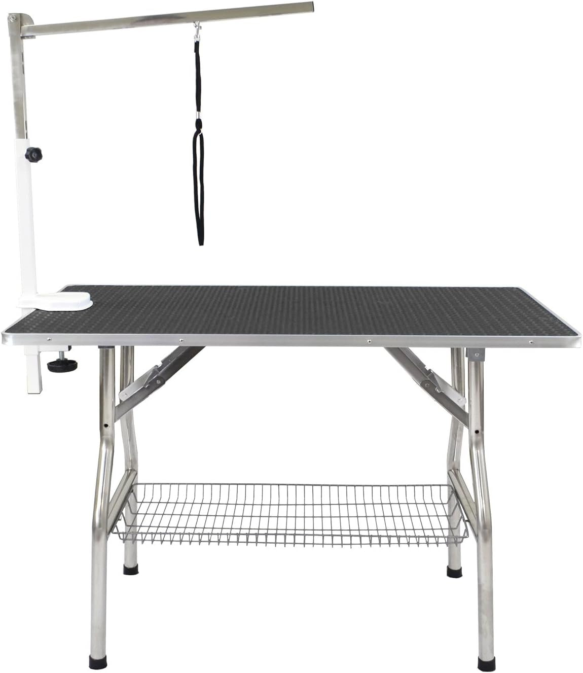 Flying Pig 32" Small Size Heavy Duty Stainless Steel Frame Foldable Dog Pet Grooming Table (32"X21", Black)