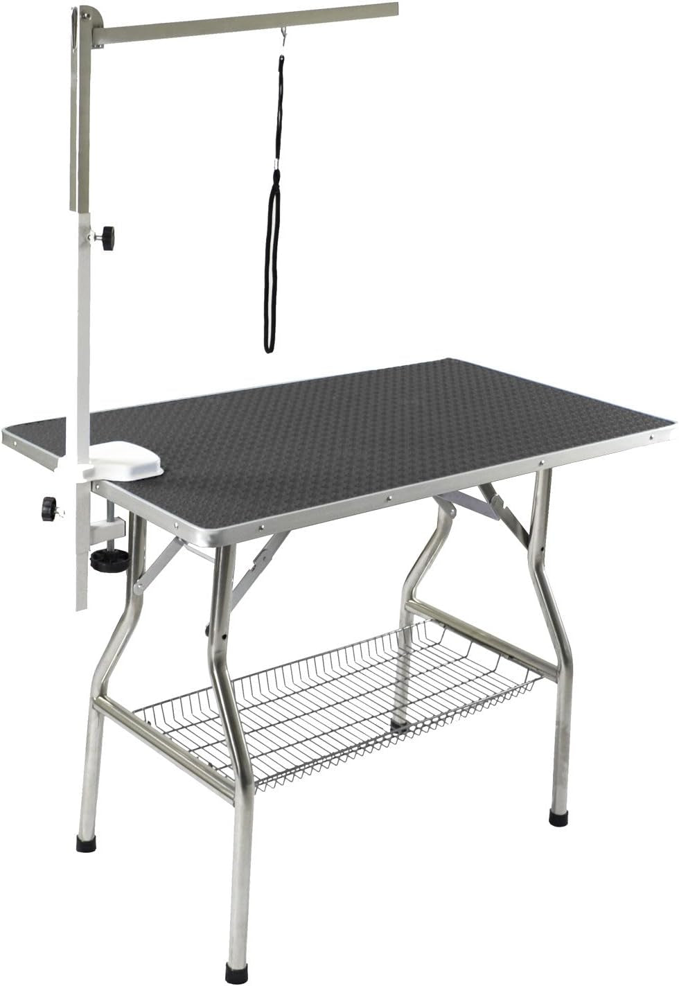 Flying Pig 32" Small Size Heavy Duty Stainless Steel Frame Foldable Dog Pet Grooming Table (32"X21", Black)