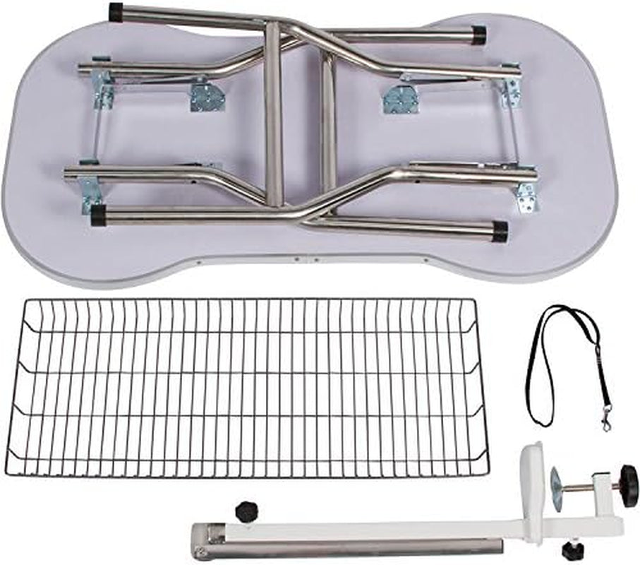 Flying Pig Pet Dog Cat Bone Pattern Rubber Surface Grooming Table with Arm/Noose (Black, 44" L X 24" W)