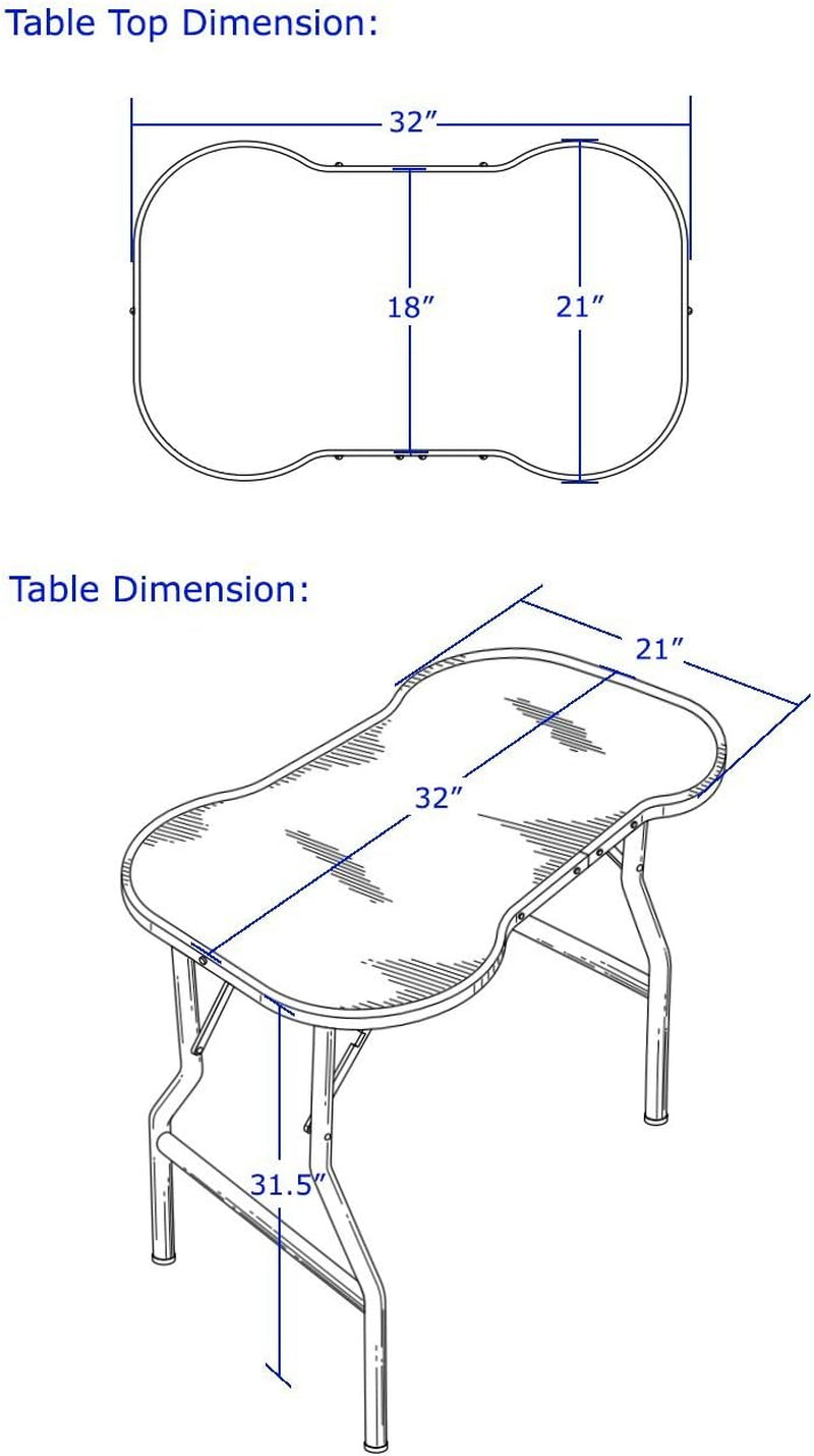 Flying Pig Heavy Duty Stainless Steel Frame Bone-Shape Grooming Table (Blue, 32"X21")