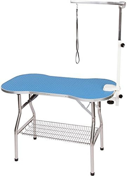 Flying Pig Heavy Duty Stainless Steel Frame Bone-Shape Grooming Table (Blue, 32"X21")